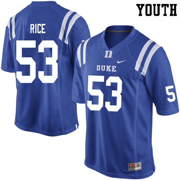 Youth #53 Tahj Rice Duke Blue Devils College Football Jerseys Sale-Blue - Click Image to Close